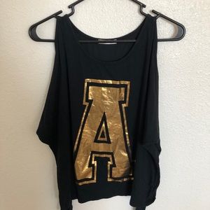 COOKIES CLOTHING CO. - Black “A” Long Sleeve top with shoulder cut outs (S)